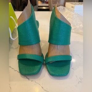 Gianni Binni Green Women's Geometric Wedge Sandals